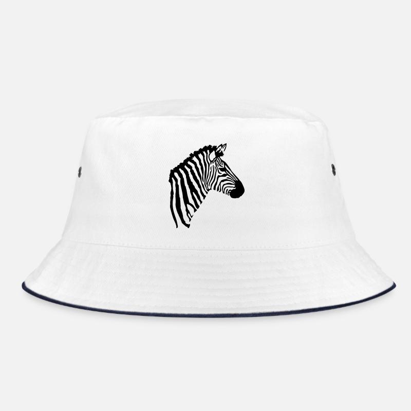 Zebra Kopf - Bucket Hat - Weiß/Navy