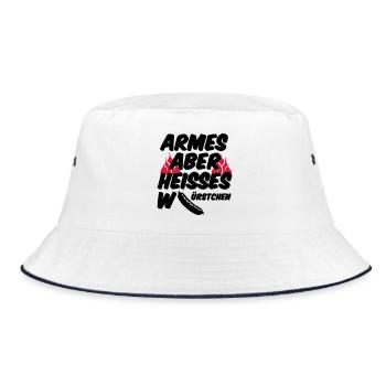 Heisses Würstchen Fleisch Grillen Geschenk Sprüche - Bucket Hat - Weiß/Navy - Vorne