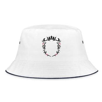 floral emblem with a crown - Bucket Hat - white/navy - Front