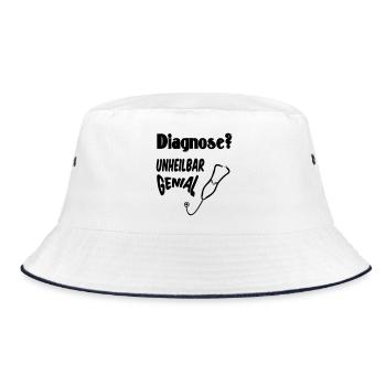Diagnose? Unheilbar genial Geschenk Medizin - Bucket Hat - Weiß/Navy - Vorne