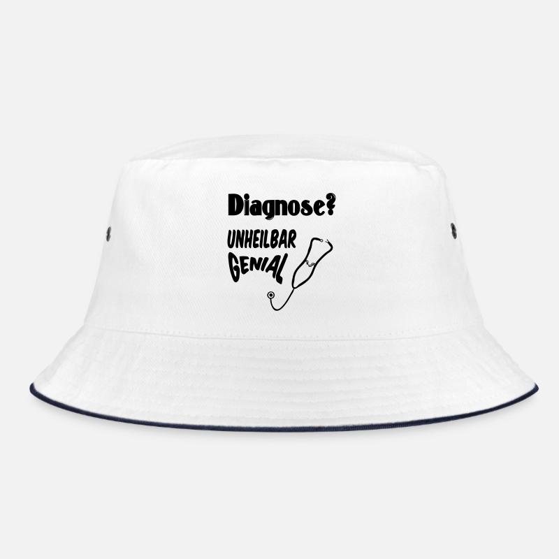 Diagnose? Unheilbar genial Geschenk Medizin - Bucket Hat - Weiß/Navy