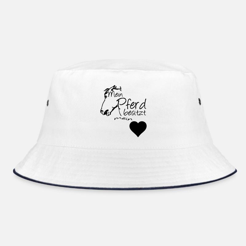 Mein Pferd - Mein Herz Geschenk - Bucket Hat - Weiß/Navy