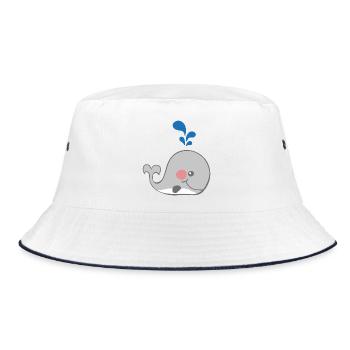 Wal - Bucket Hat - Weiß/Navy - Vorne