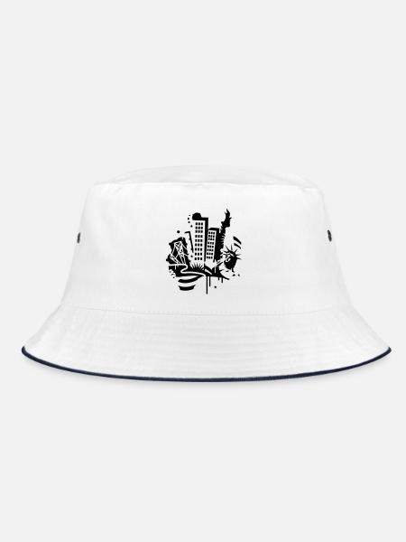 Ein New York City Design im Graffiti Stil - Bucket Hat - Weiß/Navy - Vorne