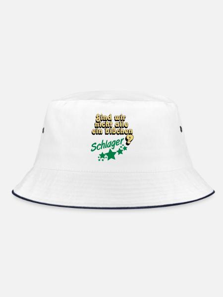 Schlager Party , Schlager Musik , Schlager Spaß - Bucket Hat - Weiß/Navy - Vorne
