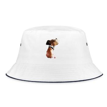 Sketchy Boxer - Bucket Hat - white/navy - Front