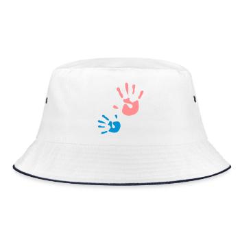 mother child hand Kinderhand - Bucket Hat - Weiß/Navy - Vorne