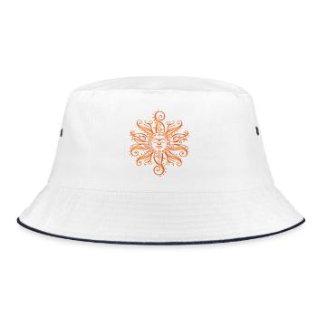 Tribal sun. Midsummer, summer festival. - Bucket Hat - white/navy - Front