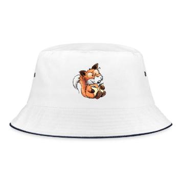 Sly Books Fox I Read I Comic Animals - Bucket Hat - white/navy - Front