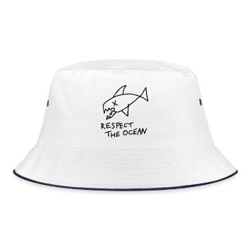 Ocean Graphic respect the ocean - Bucket Hat - white/navy - Front