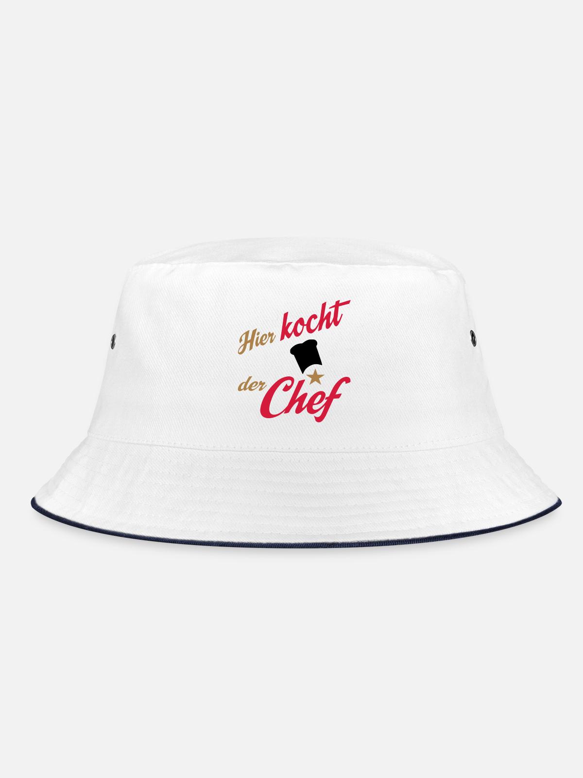 kochen - Bucket Hat - Weiß/Navy - Vorne