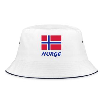 Norwegische Flagge - Bucket Hat - Weiß/Navy - Vorne
