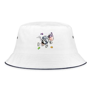 Seekuh - Kuh - Taucher - Cartoon - Bucket Hat - Weiß/Navy - Vorne