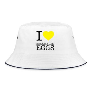 I LOVE SCRAMBLED EGGS Rührei - Bucket Hat - Weiß/Navy - Vorne