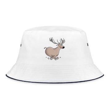 Hirsch - Hirsch - Hirsch - Bucket Hat - Weiß/Navy - Vorne
