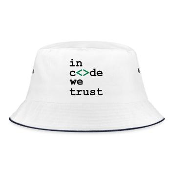 [ In code we trust ] - Bucket Hat - white/navy - Front