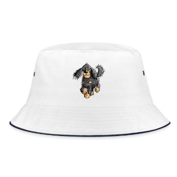 Flinker Gordon Setter - Hund - Bucket Hat - Weiß/Navy - Vorne
