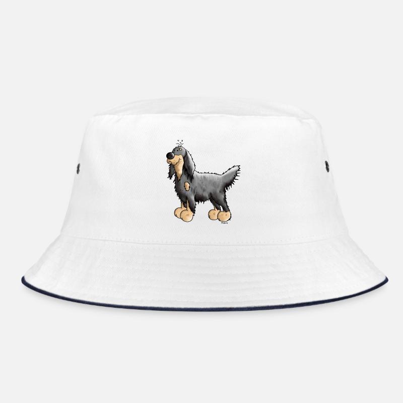 Knuffiger Gordon Setter - Hund - Bucket Hat - Weiß/Navy