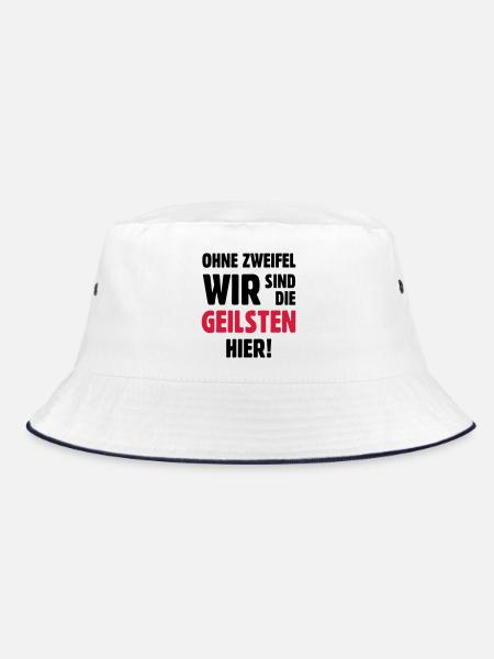 geil Geilsten Party witzig Bier lustig T-Shirt - Bucket Hat - Weiß/Navy - Vorne