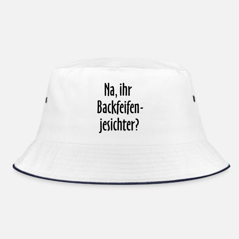 Berlin Spruch: Na, ihr Backfeifenjesichter? - Bucket Hat - Weiß/Navy
