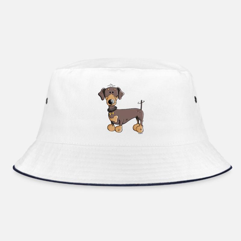 Dilia der Dackel - Bucket Hat - Weiß/Navy