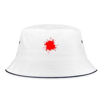 Fleck Farbe Gespritzt Schmutz Rot Blut - Bucket Hat - Weiß/Navy - Vorne
