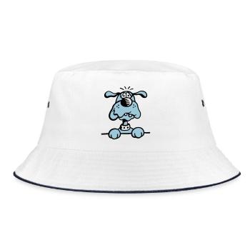 Knuffiges Hündchen - Bucket Hat - Weiß/Navy - Vorne
