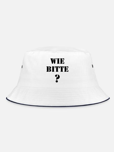 Wie Bitte? Lustige Kinderfragen & Sprüche-Design - Bucket Hat - Weiß/Navy - Vorne