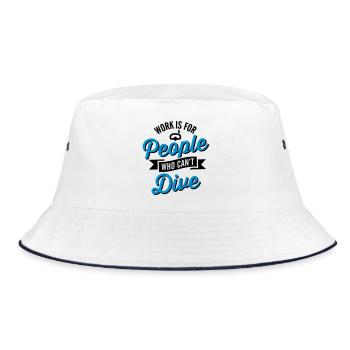 Work is for people who can't dive - Bucket Hat - Weiß/Navy - Vorne