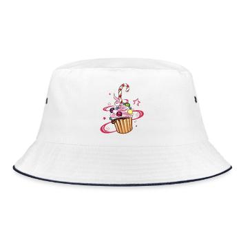 Colorful Muffin with sweets and candy cane. - Bucket Hat - white/navy - Front
