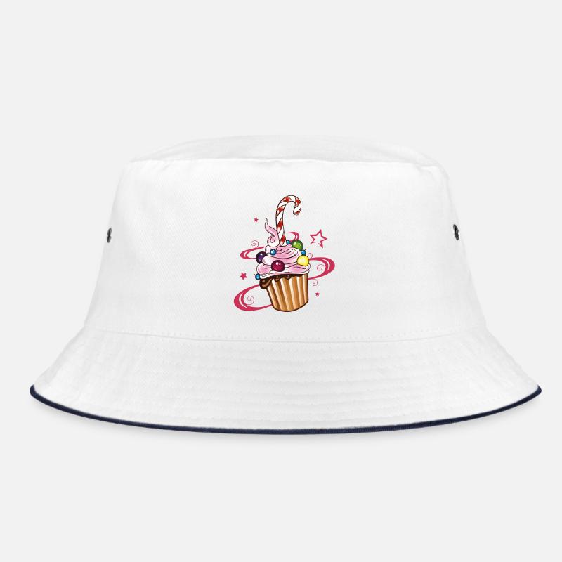 Muffin avec des étoiles et des bonbons. - Bob - blanc/marine