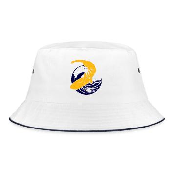 Surfboard | Surfer | Surf - Bucket Hat - Weiß/Navy - Vorne