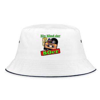 80er Party,Fun Shirt,Ein Kind der 80er (25) - Bucket Hat - Weiß/Navy - Vorne