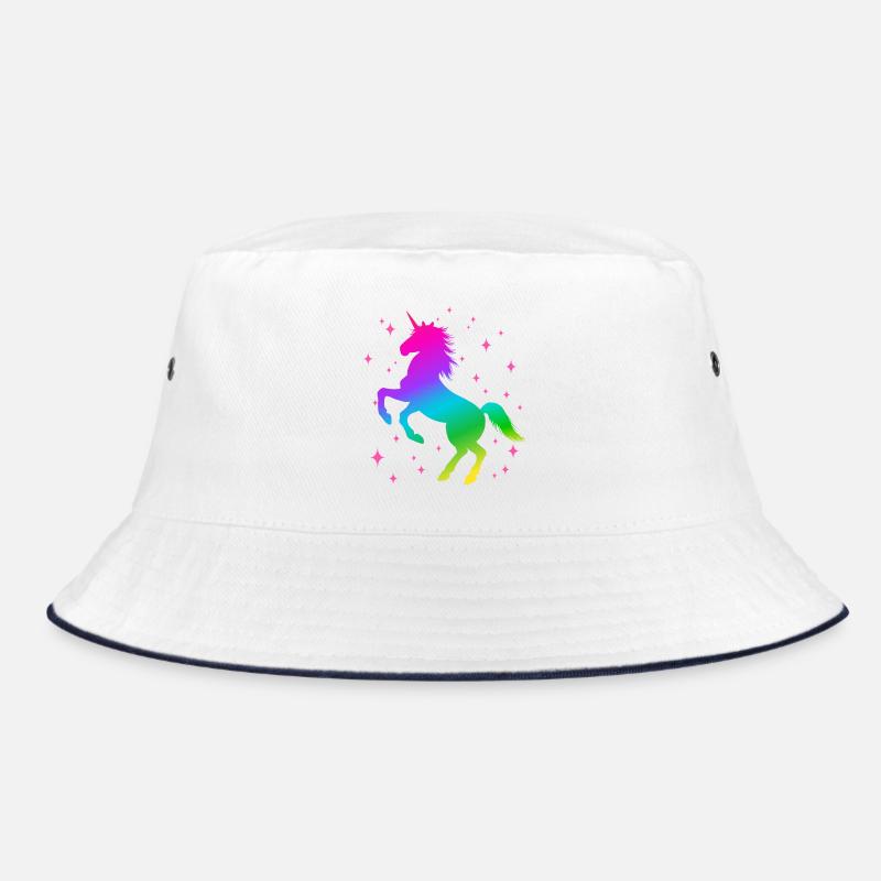 Einhorn Sterne - Bucket Hat - Weiß/Navy