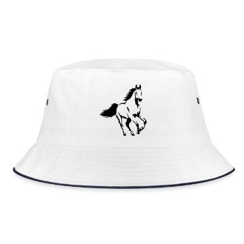 Horse Animal Stallion Mare Foal - Bucket Hat - white/navy - Front