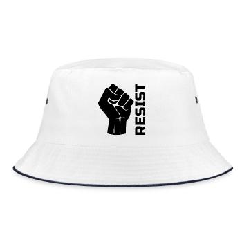 Resist with fist - in black - Bucket Hat - Weiß/Navy - Vorne