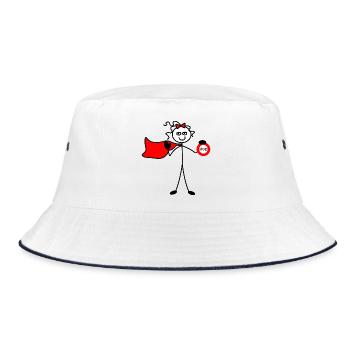 woman with red cape and stop sign - Bucket Hat - white/navy - Front