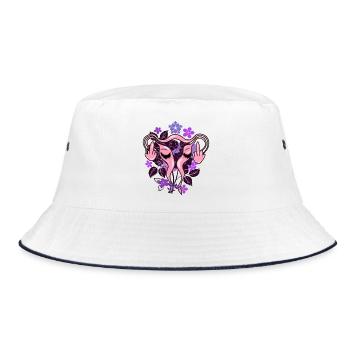 Blumen Uterus Pro-Choice Eierstöcke - Bucket Hat - Weiß/Navy - Vorne
