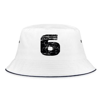 6 - Bucket Hat - Weiß/Navy - Vorne