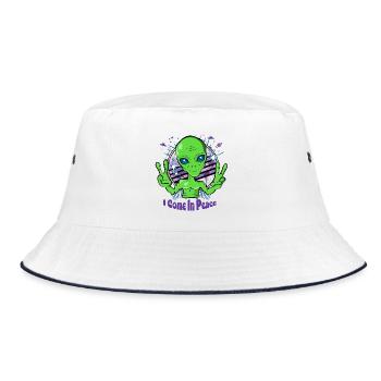 Alien comes in peace - Space Alien UFO - Bucket Hat - white/navy - Front