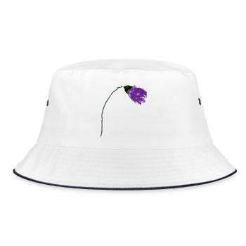 Violette Blume mit abstrakter Oberfläche - Bucket Hat - Weiß/Navy - Vorne