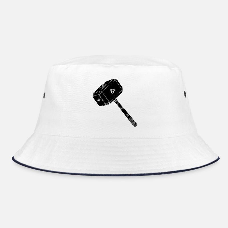 Hammer von Thor Thor s mit Wikingersymbolen - Bucket Hat - Weiß/Navy