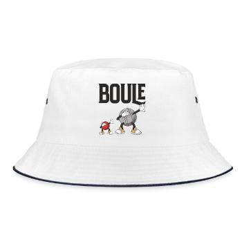 Dabbing Boulekugeln für Bouler boulen Boulesport - Bucket Hat - Weiß/Navy - Vorne