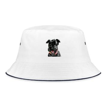 Kerry Blue Terrier - Bucket Hat - Weiß/Navy - Vorne