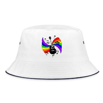Guitar with rainbow and music notes - Bucket Hat - white/navy - Front