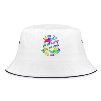 Life Happy Free Rainbow Heart - Bucket Hat - white/navy - Front