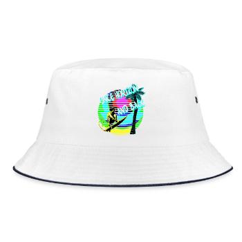 Once horizon and back Surfer Palme - Bucket Hat - Weiß/Navy - Vorne