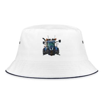 0397 blue tractor - Bucket Hat - white/navy - Front