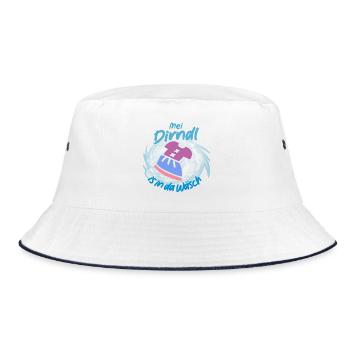 Verspieltes Dirndl Design mit Waschmaschine - Bucket Hat - Weiß/Navy - Vorne