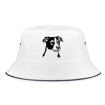 Jack Russell Terrier Kopf - Bucket Hat - Weiß/Navy - Vorne